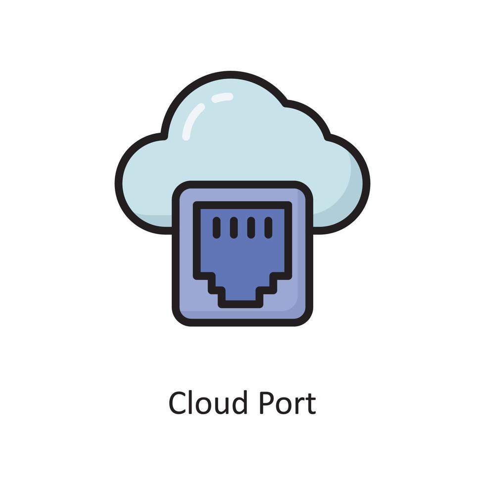 moln hamn vektor fylld översikt ikon design illustration. moln datoranvändning symbol på vit bakgrund eps 10 fil