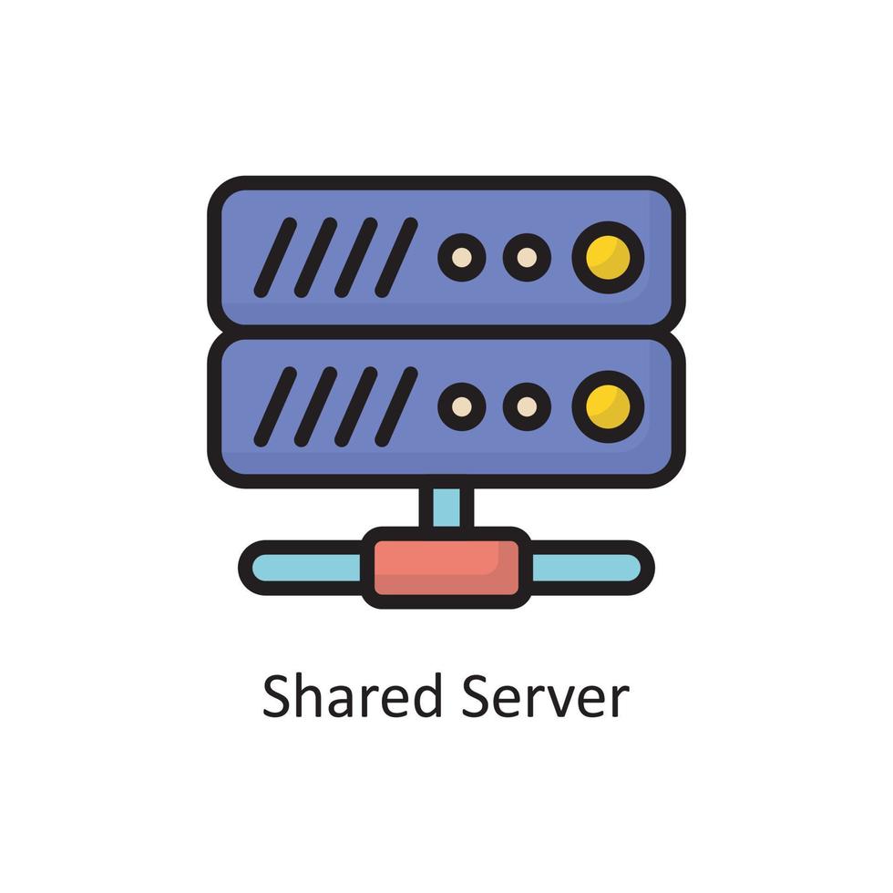 Shared-Server-Vektor gefüllte Umriss-Icon-Design-Illustration. cloud computing-symbol auf weißem hintergrund eps 10 datei vektor