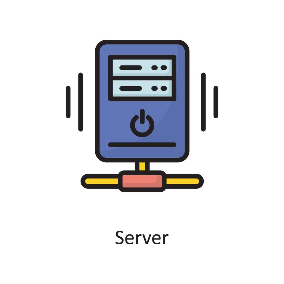 server vektor fylld översikt ikon design illustration. moln datoranvändning symbol på vit bakgrund eps 10 fil