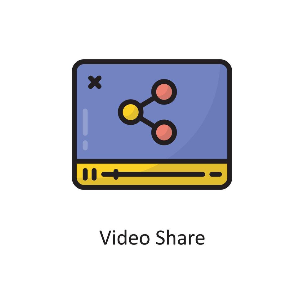 Video-Share-Vektor gefüllte Umriss-Icon-Design-Illustration. cloud computing-symbol auf weißem hintergrund eps 10 datei vektor