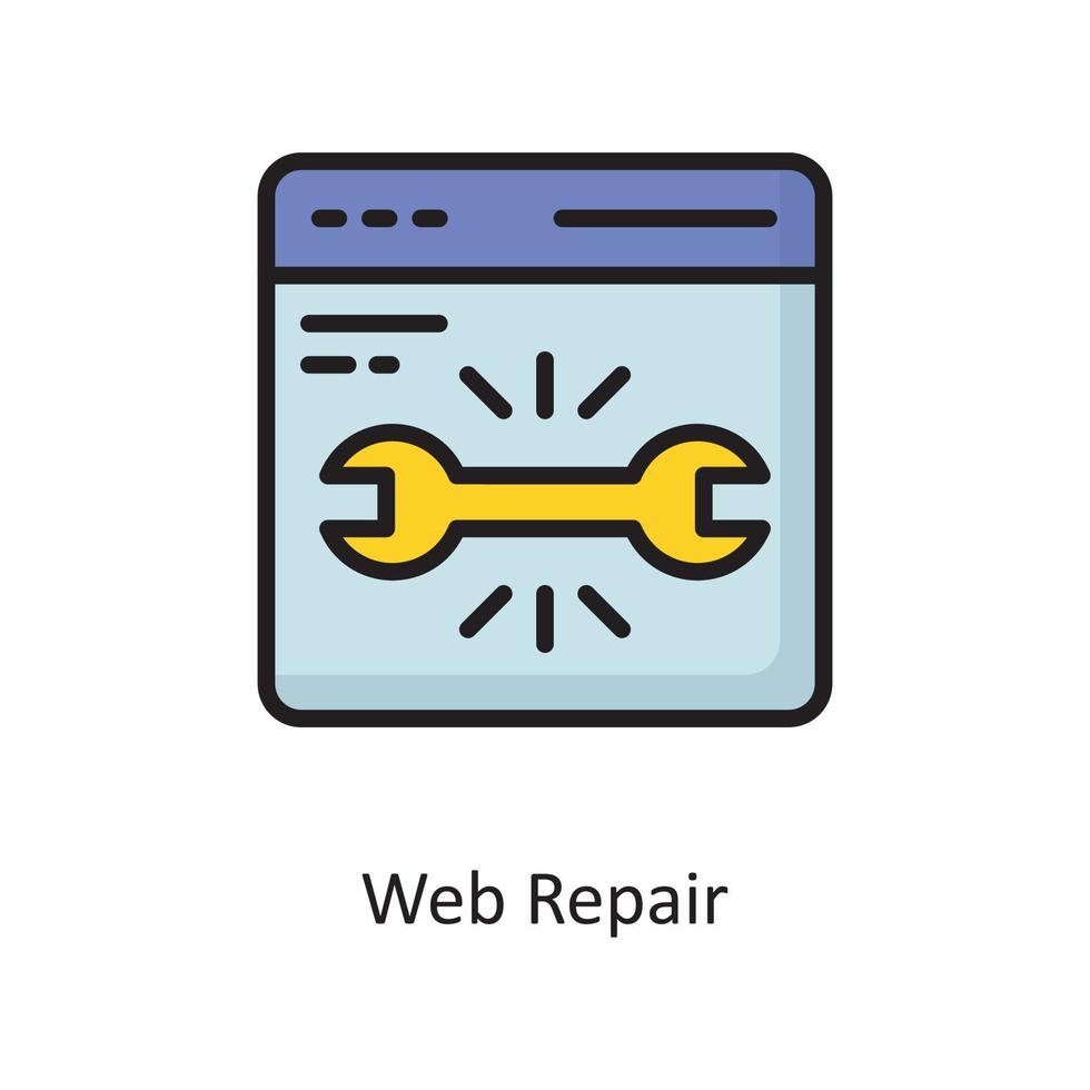 Web-Reparatur-Vektor gefüllt Umriss-Icon-Design-Illustration. cloud computing-symbol auf weißem hintergrund eps 10-datei vektor