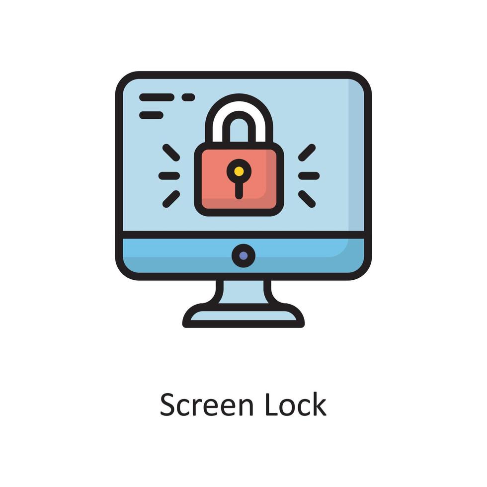 skärm låsa vektor fylld översikt ikon design illustration. moln datoranvändning symbol på vit bakgrund eps 10 fil