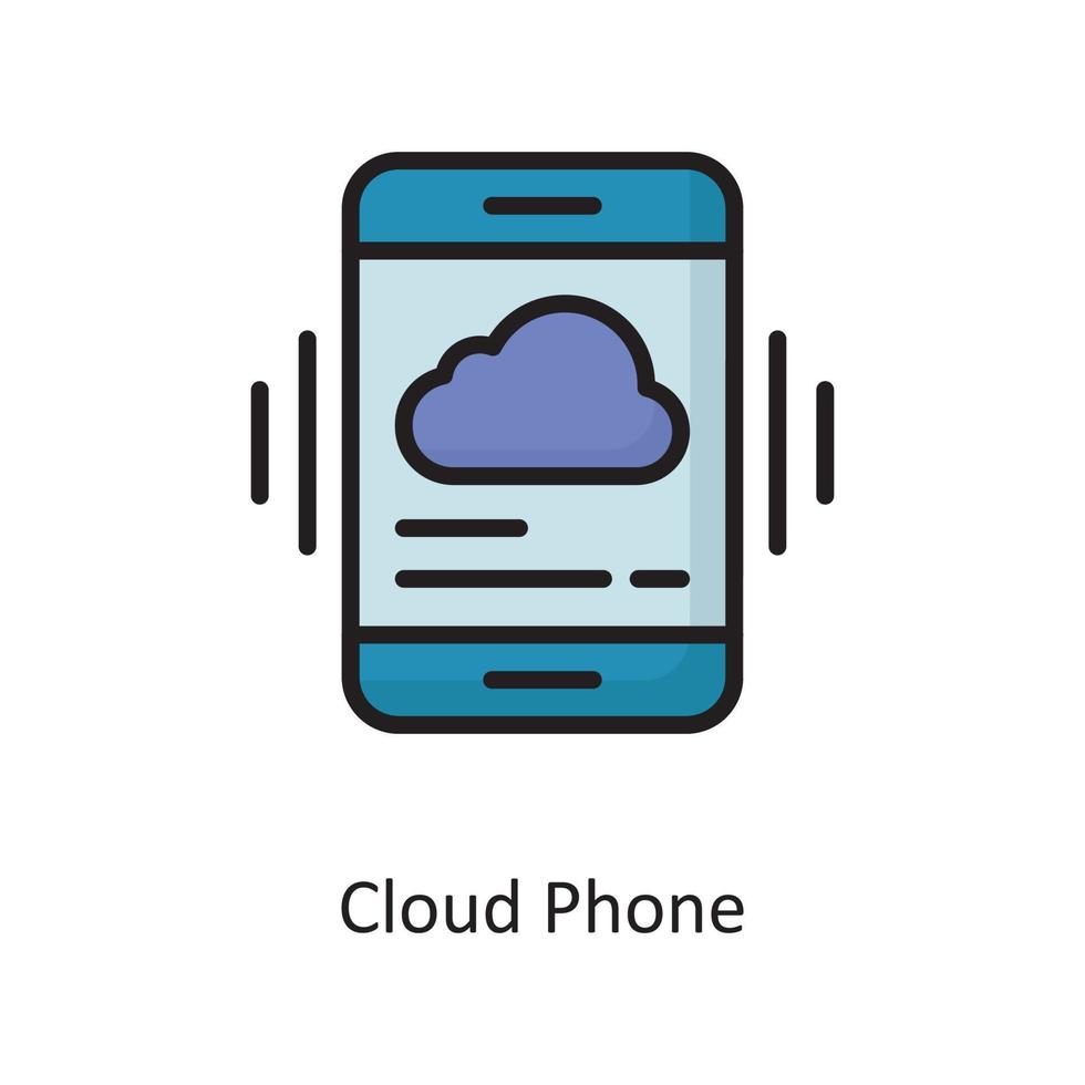 Wolke Telefon Vektor gefüllt Umriss Icon Design Illustration. cloud computing-symbol auf weißem hintergrund eps 10-datei