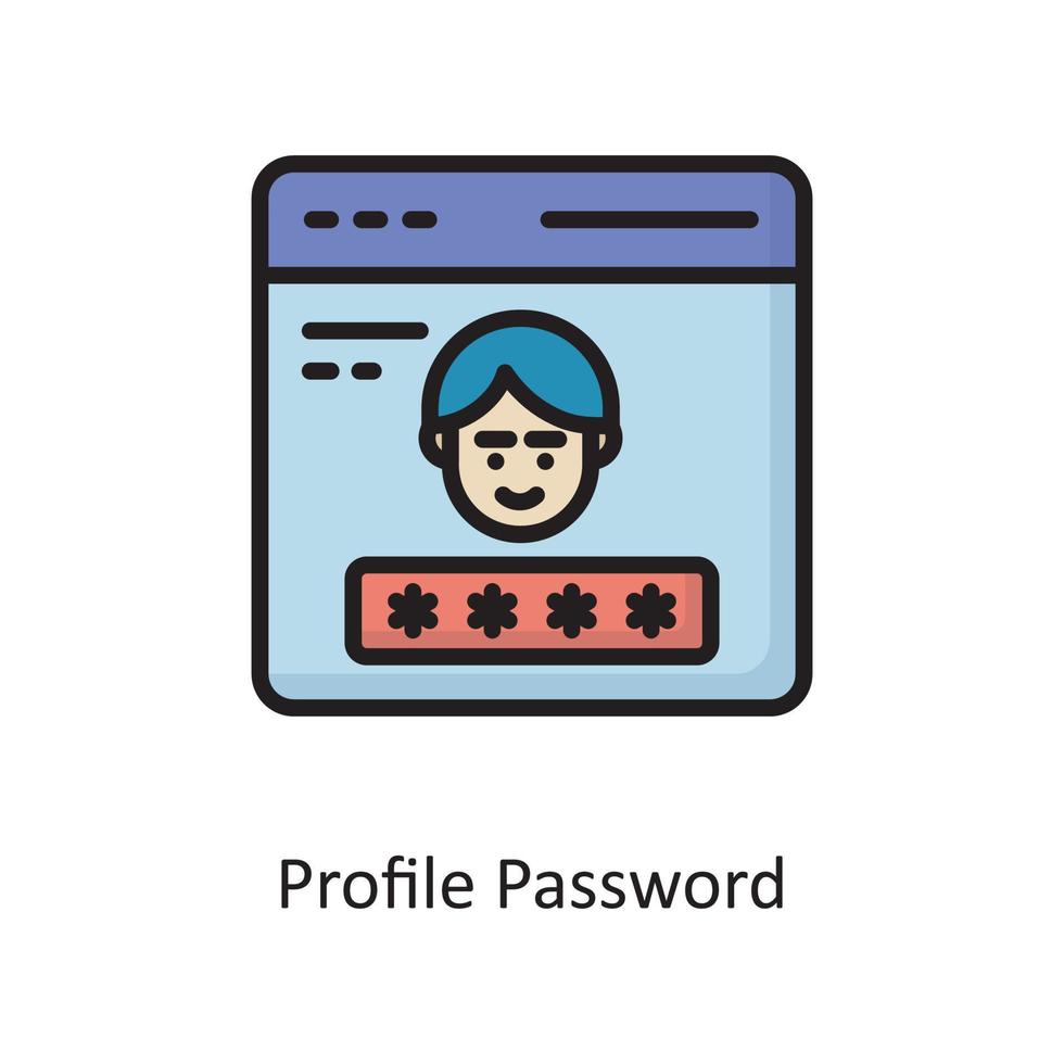 Profil-Passwort-Vektor gefüllte Umriss-Icon-Design-Illustration. cloud computing-symbol auf weißem hintergrund eps 10-datei vektor