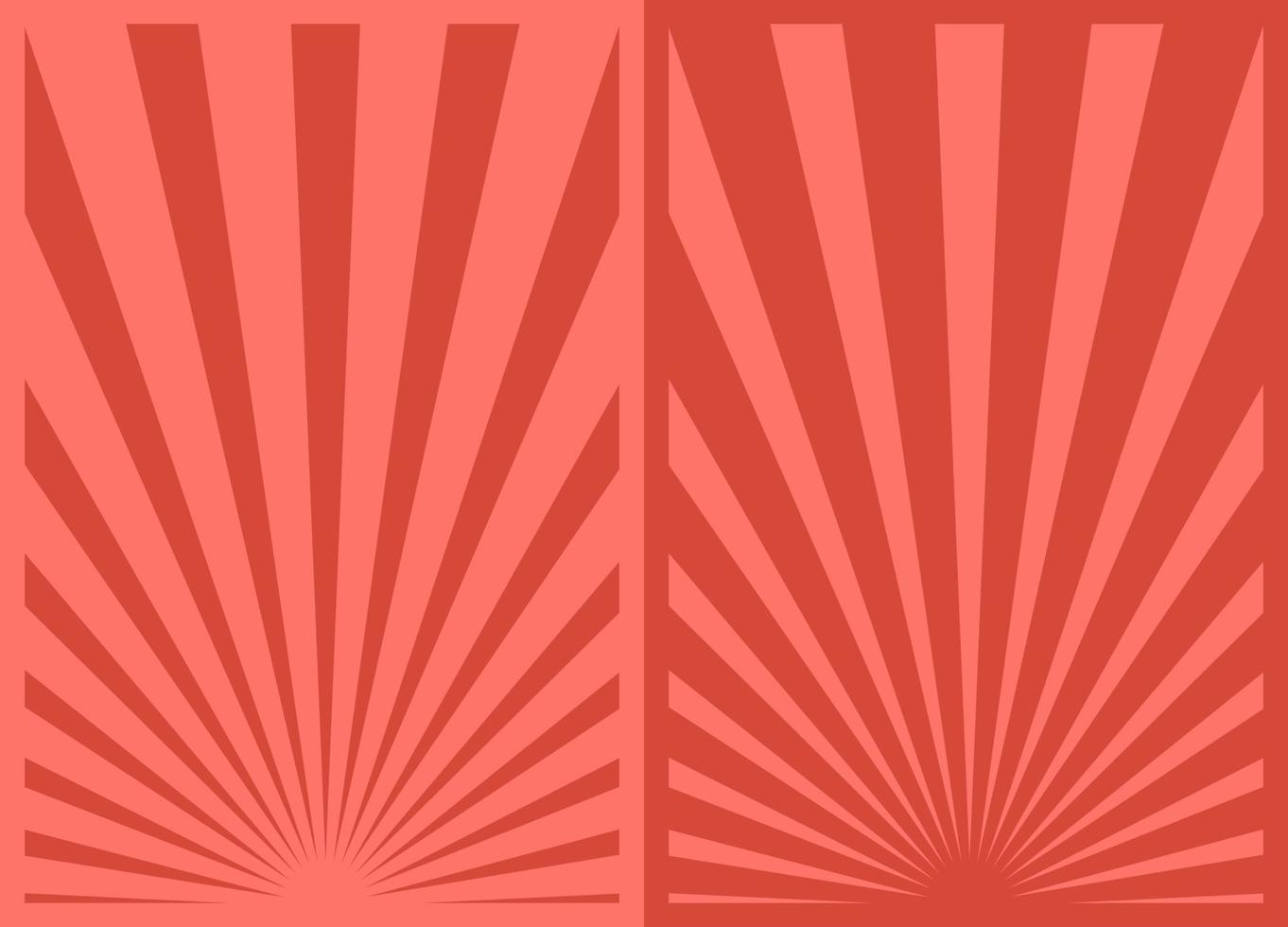 Satz von 2 roten Retro-inspirierten vertikalen Postern, Urlaubshintergründen, verschiedenen Sunburst-Promo-DIY-Vorlagen für moderne Kunst. vektor