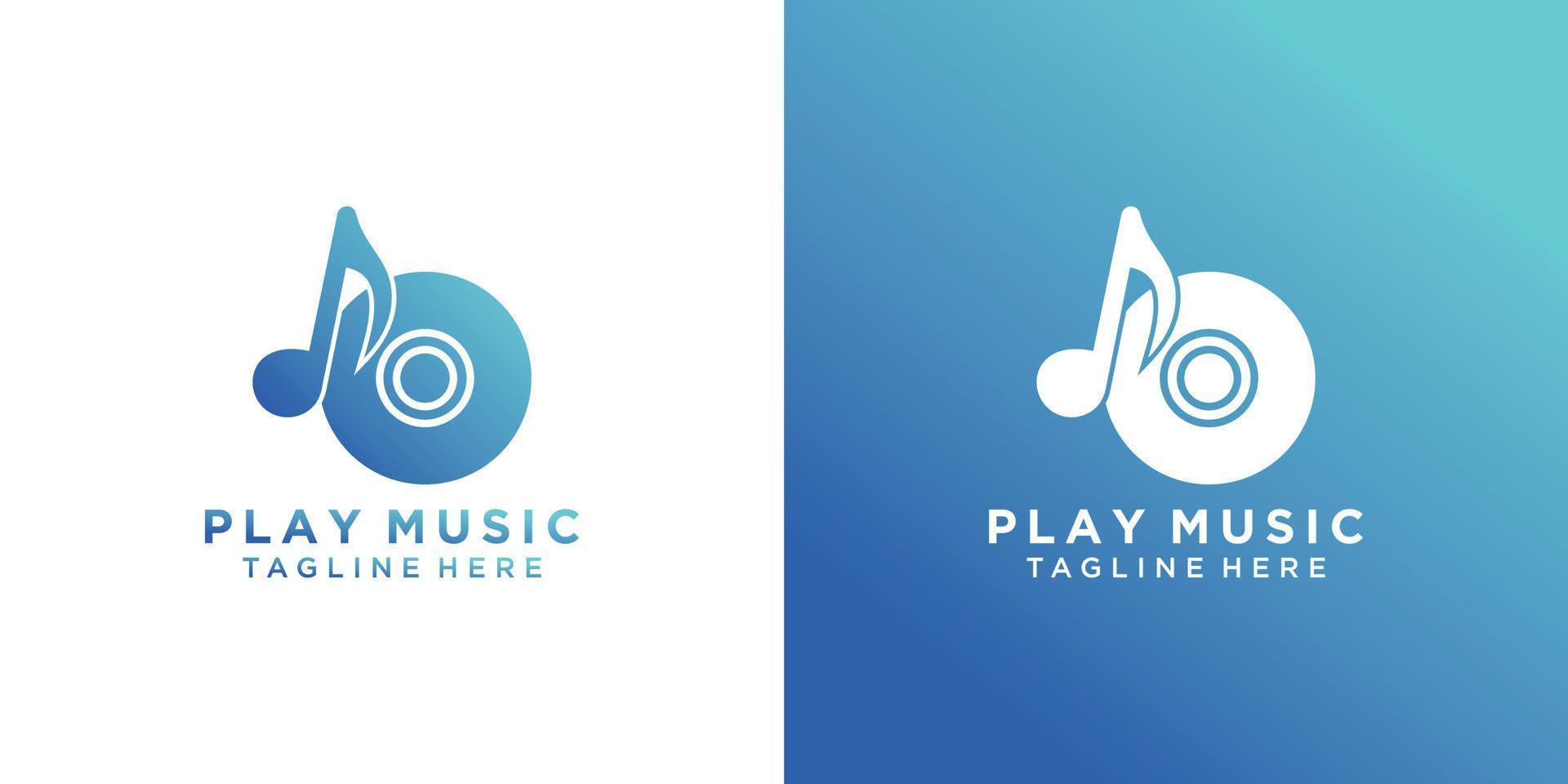 spela musik logotyp design med modern begrepp premie vektor