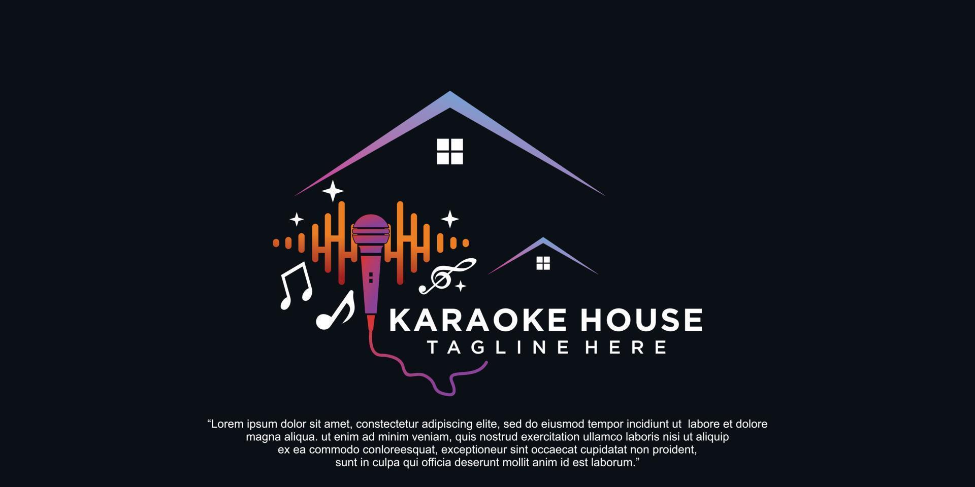 Karaoke-Haus-Logo-Design mit modernem Konzept-Premium-Vektor vektor