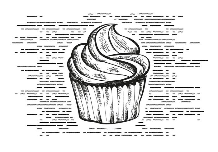 Free Hand Drawn Cupcake Hintergrund vektor