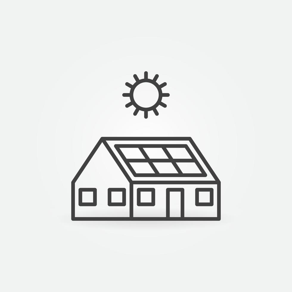 Haus mit Solarpanel auf dem Dachliniensymbol. Sonne Strom Zeichen vektor
