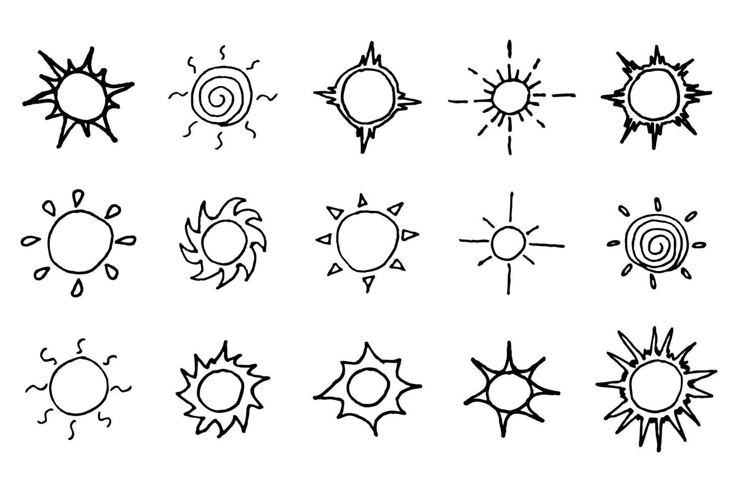 Sonnensymbol Hand gezeichnetes Gekritzel vektor