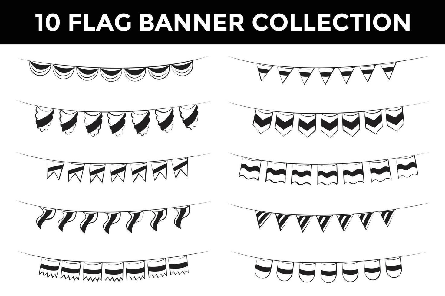 flagga baner hand dragen samling vektor