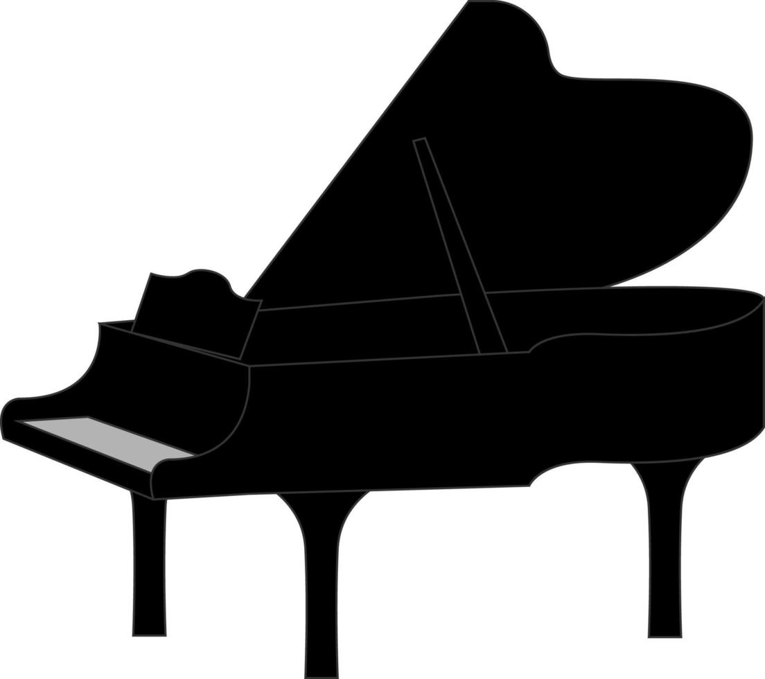 svart piano, illustration, vektor på vit bakgrund.