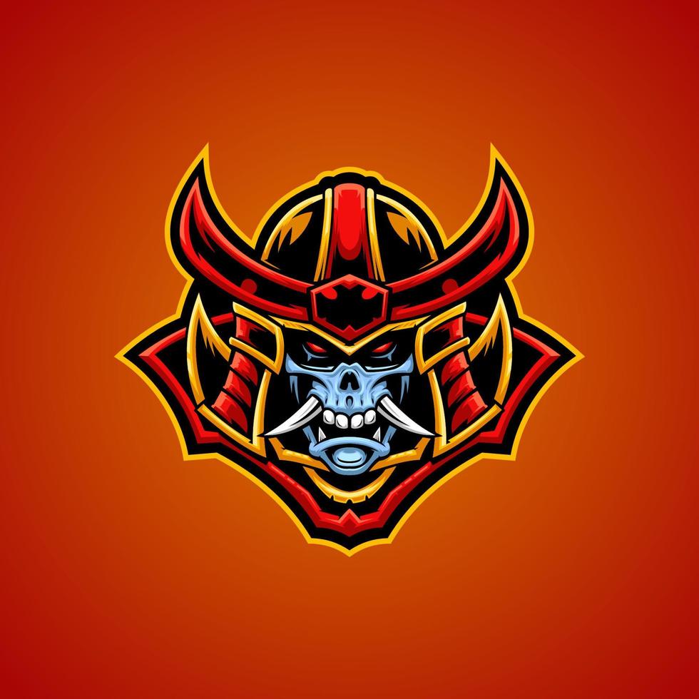 japansk gammal samuraj gaming esport maskot emblem logotyp. samuraj vektor illustration.