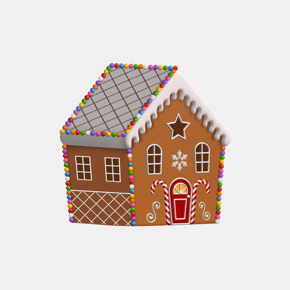 3D-Weihnachtslebkuchenhaus vektor