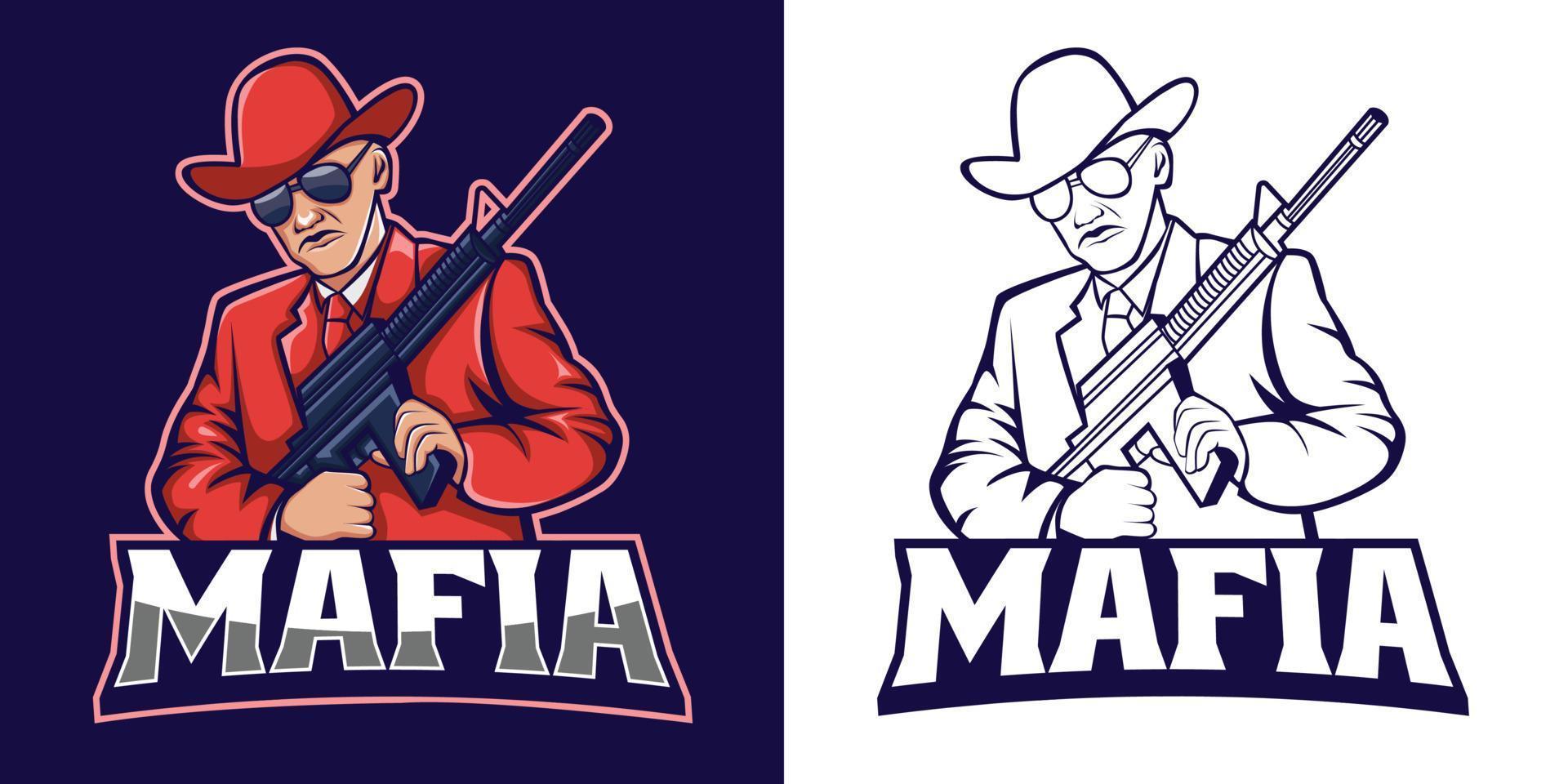 Mafia-Scharfschützen-Esport-Logo-Design vektor