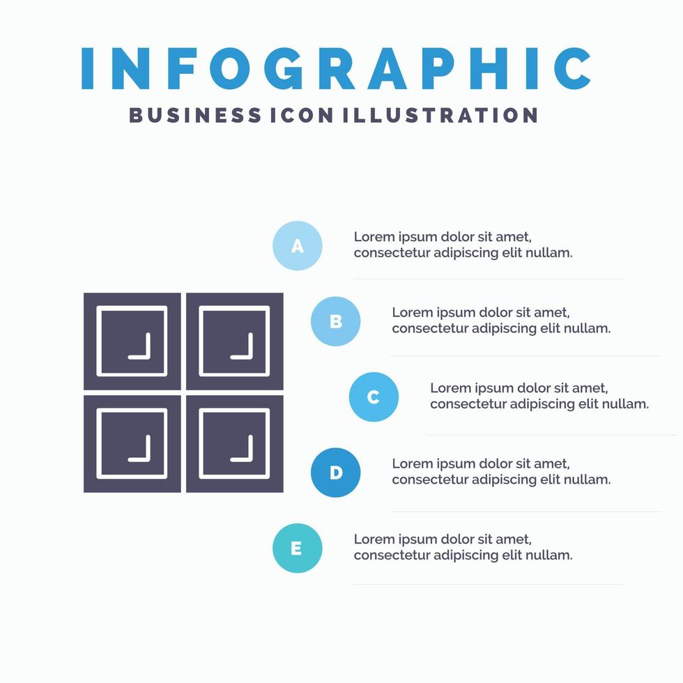 Bau Haus Fenster solide Symbol Infografiken 5 Schritte Präsentationshintergrund vektor