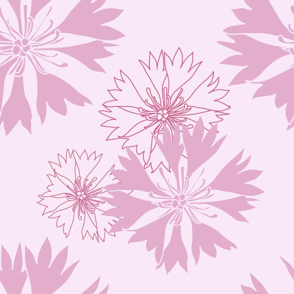 nahtloses muster mit rosa kornblumenblumen, blumengrafikdesign vektor
