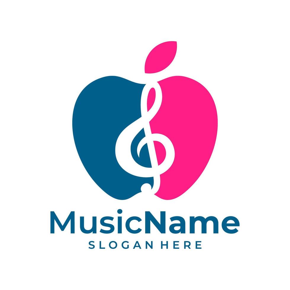 äpple musik logotyp vektor. musik äpple logotyp design mall vektor
