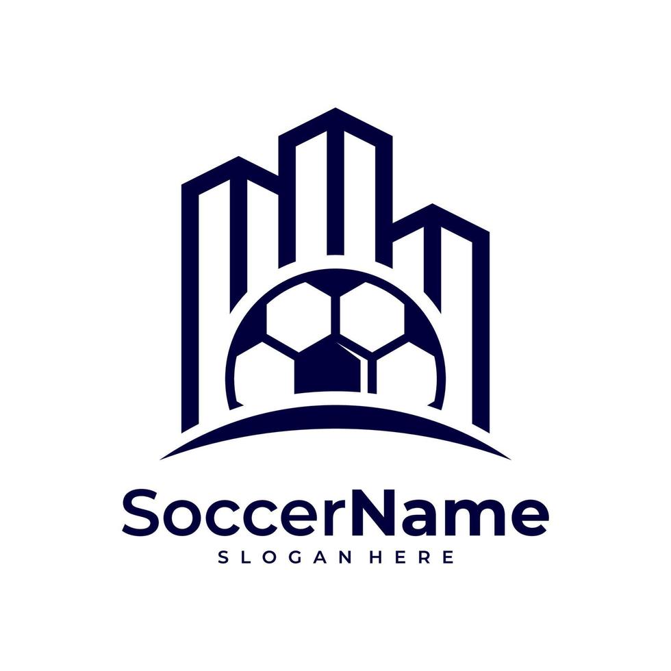 Stadtfußball-Logo-Vorlage, Fußballstadt-Logo-Designvektor vektor