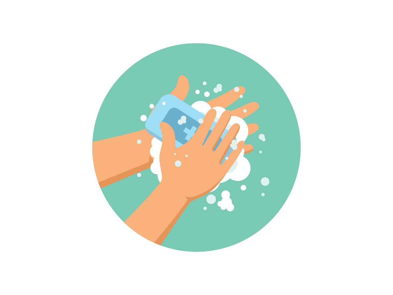 tvätta händer med tvål vektor illustration. platt design.