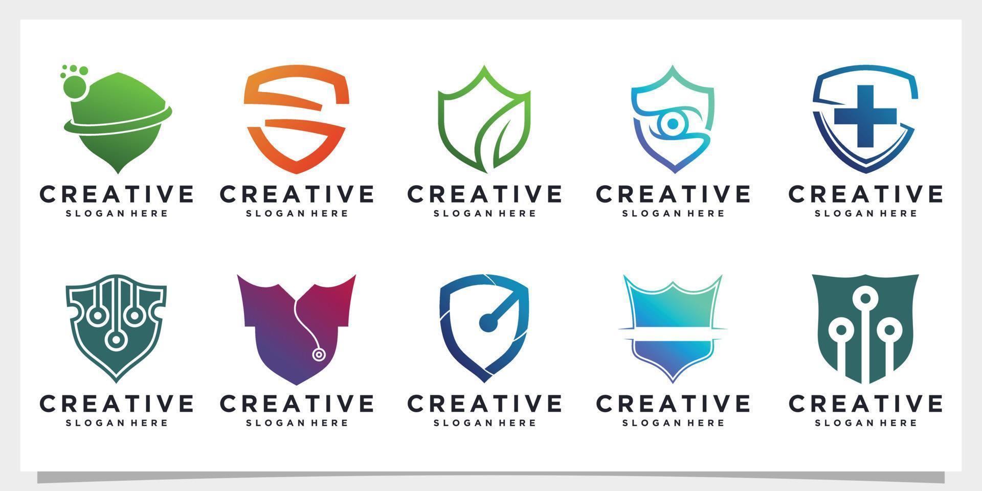 uppsättning bunt skakade logotyp design med begrepp unik premie vektor