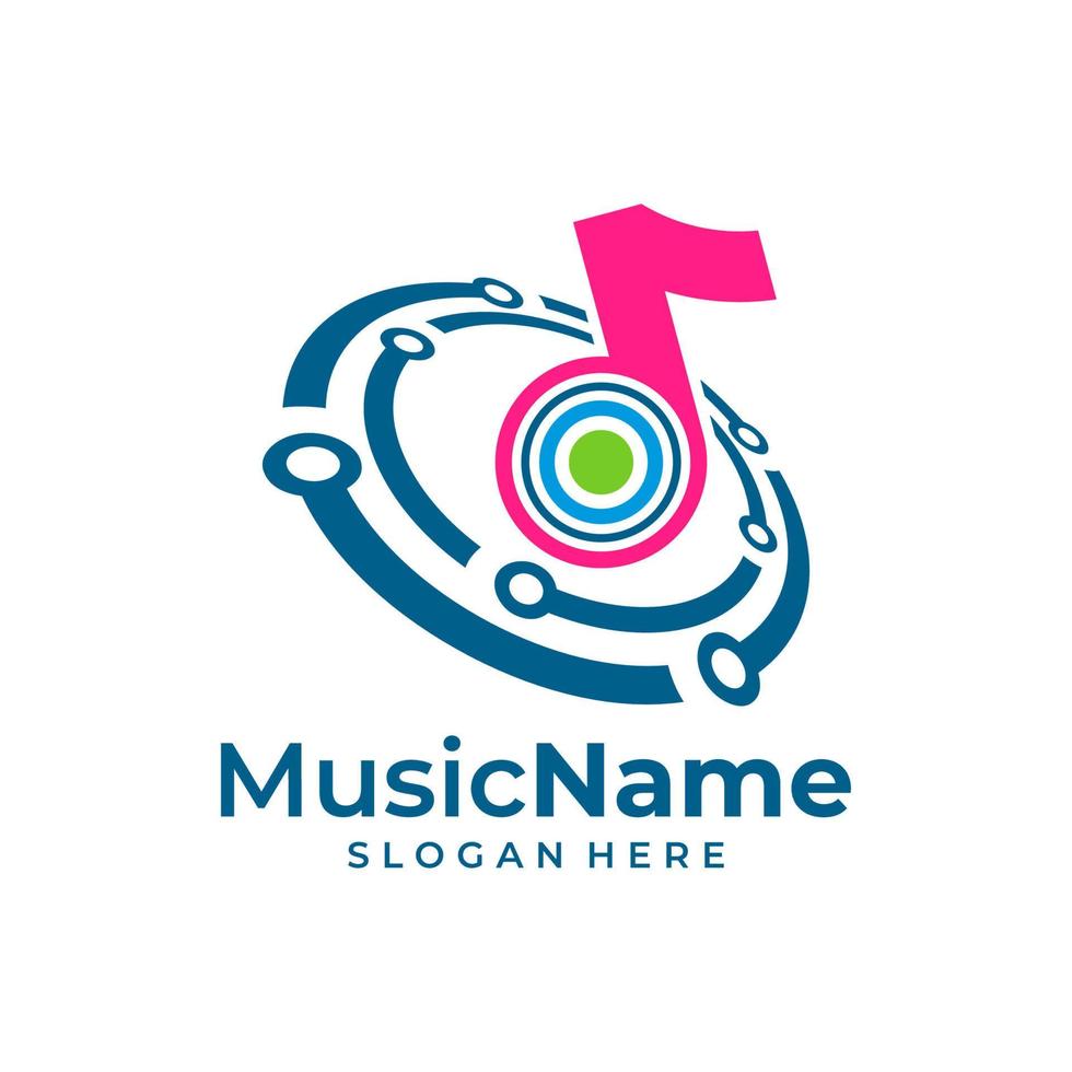 tech musik logotyp vektor. krets musik logotyp design mall vektor