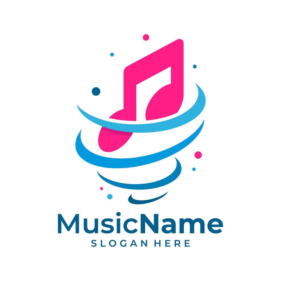 Tornado-Musik-Logo-Vektor. Musik-Tornado-Logo-Design-Vorlage vektor