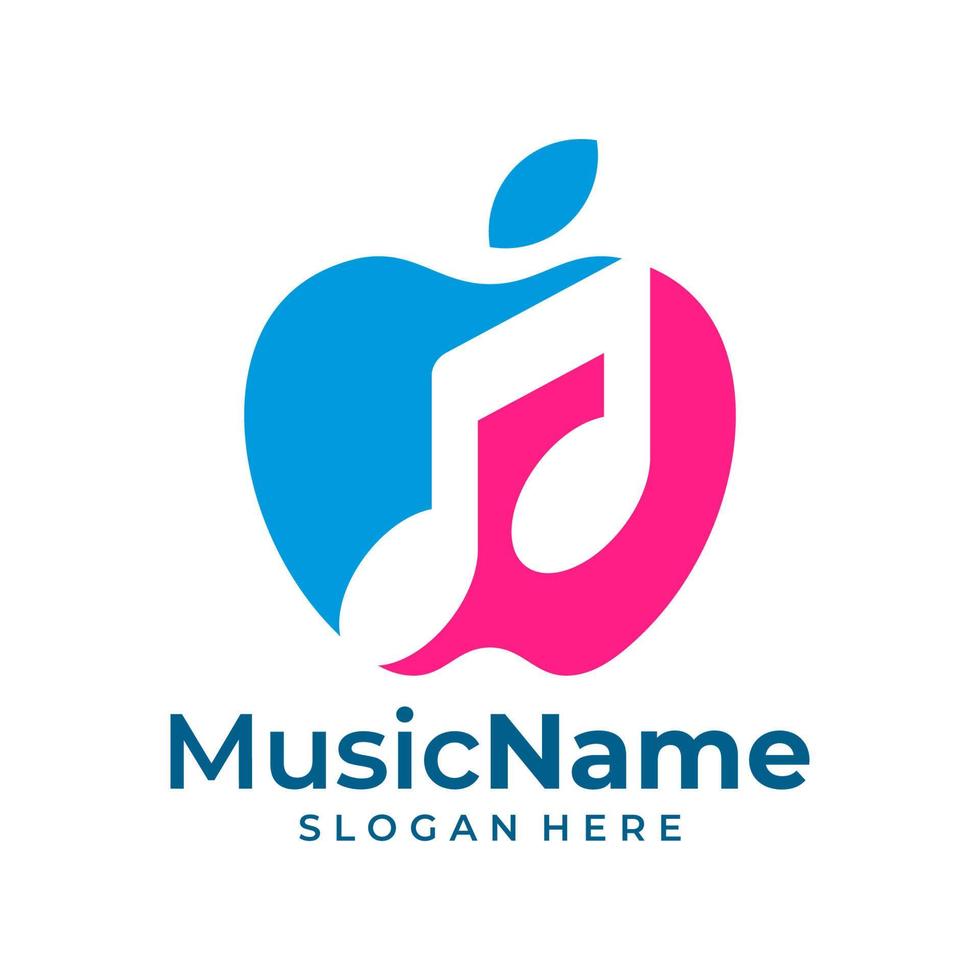äpple musik logotyp vektor. musik äpple logotyp design mall vektor