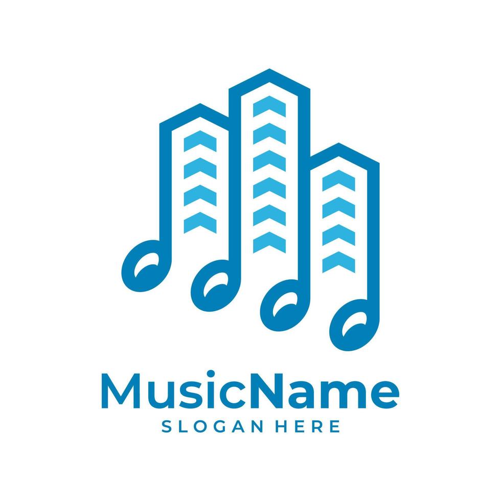 musikstadt logo vektor symbol illustration. City-Musik-Logo-Design-Vorlage