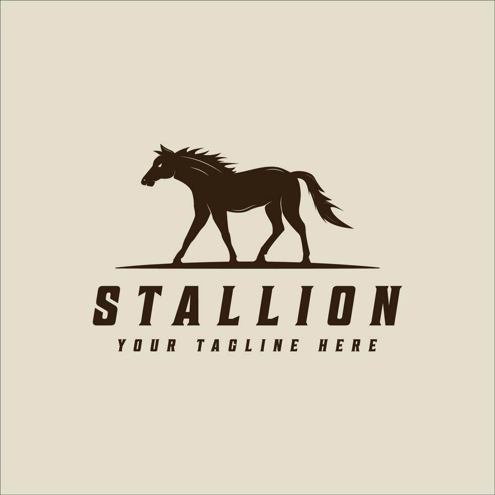 Silhouette Pferd Logo Vektor Vintage Illustration Vorlage Symbol Grafikdesign. Hengst Wildtierzeichen oder Symbol für Farm- und Ranch-Konzept oder Maskottchen-Lieferindustrie oder Logistik