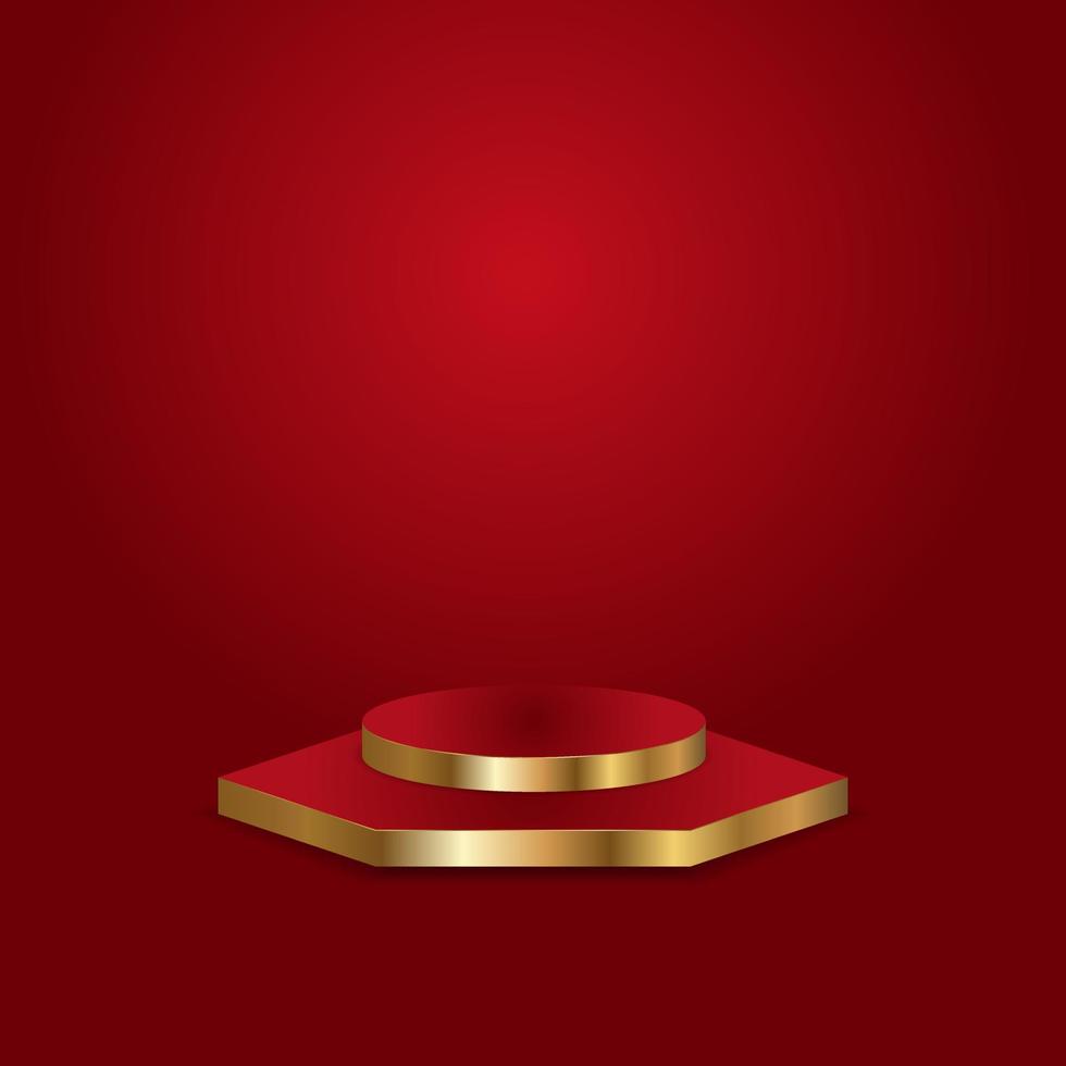 rotes podium mit goldenem rand vektor