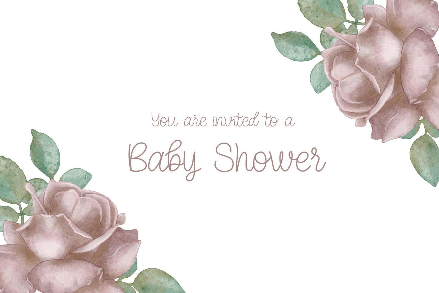 vattenfärg bebis dusch kort med vattenfärg blommor ro ram. hand dragen ClipArt. perfekt för kort, vykort, märka, inbjudan, utskrift, omslag. vektor