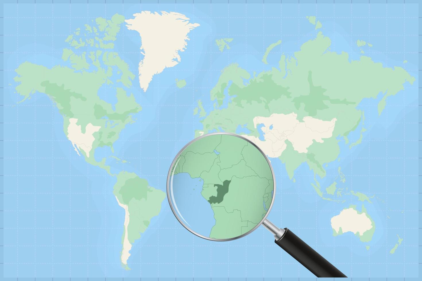 Karta av de värld med en förstorande glas på en Karta av Kongo. vektor