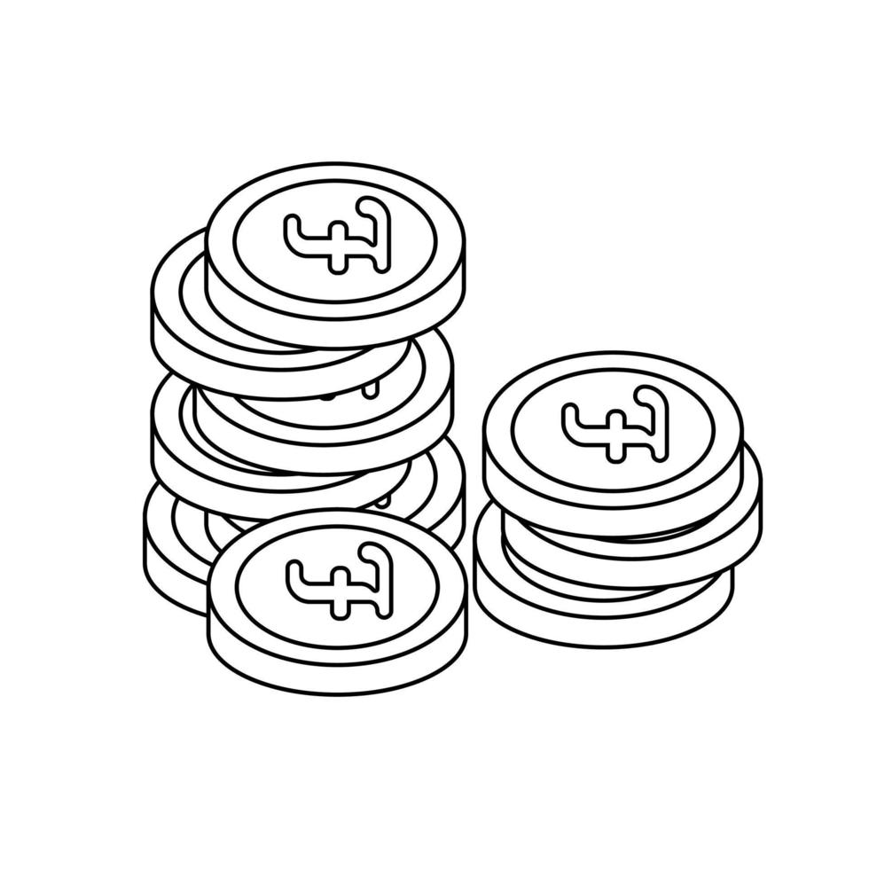 pund mynt näve i linje stil. vektor platt illustration
