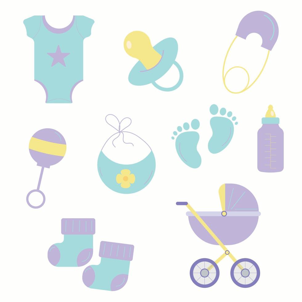 satz von elementen für babypartys. Vektor-Illustration vektor