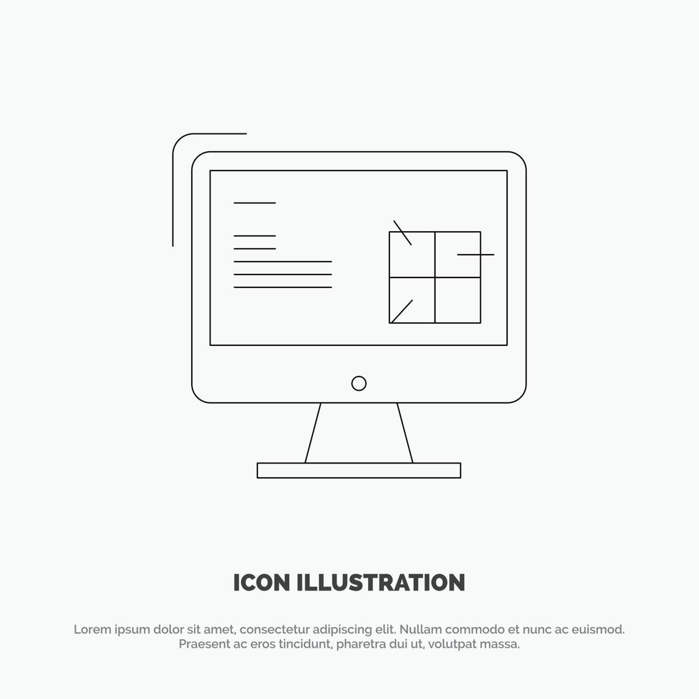 dator konstruktion reparera lcd design linje ikon vektor