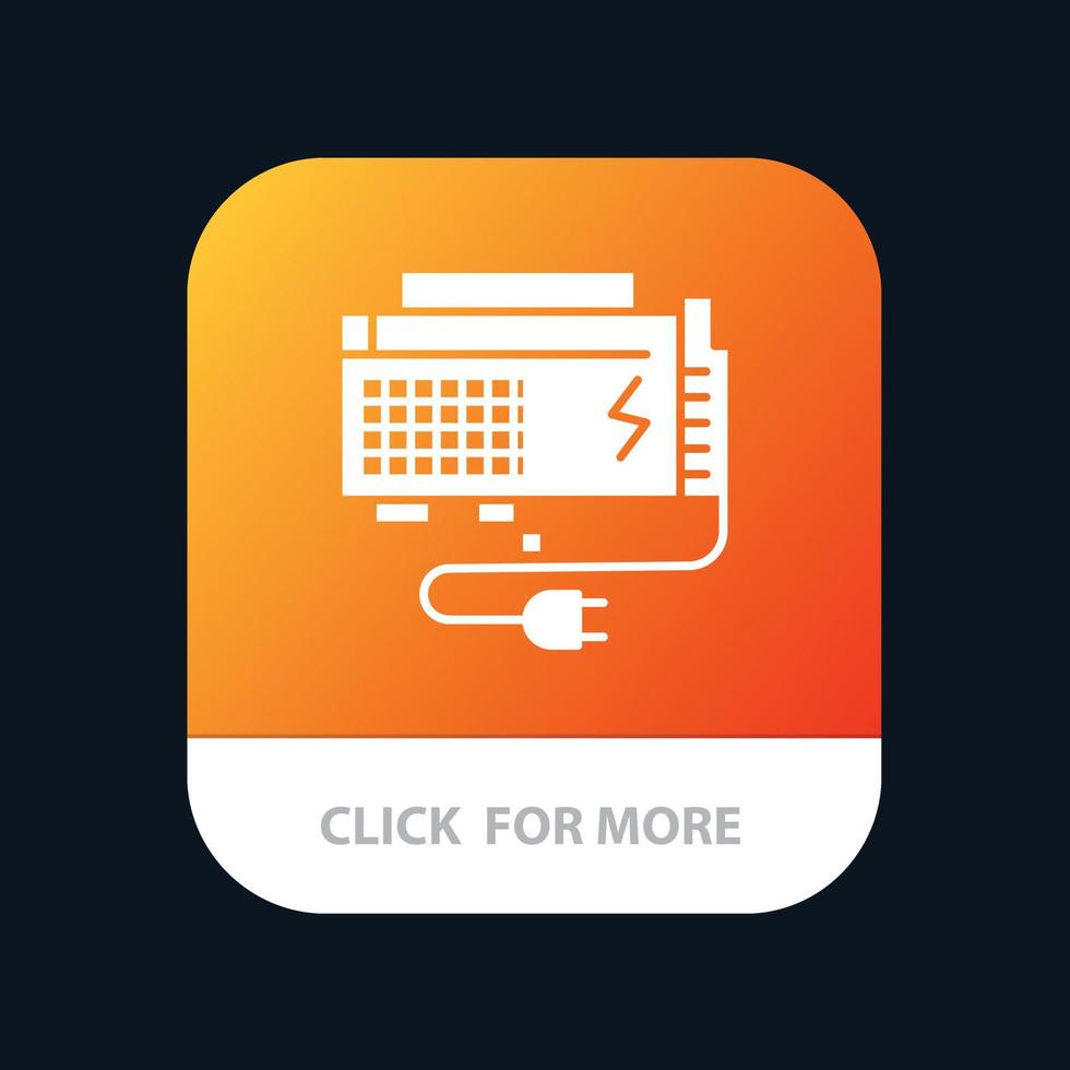 ca. batteri dator kraft källa mobil app knapp android och ios glyf version vektor
