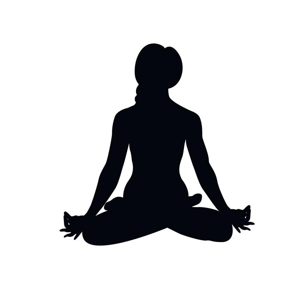silhuett flicka, kvinna yoga utgör vektor