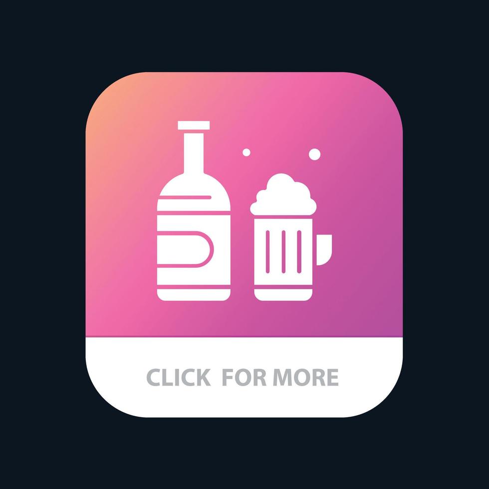 flaska öl kopp kanada mobil app knapp android och ios glyf version vektor