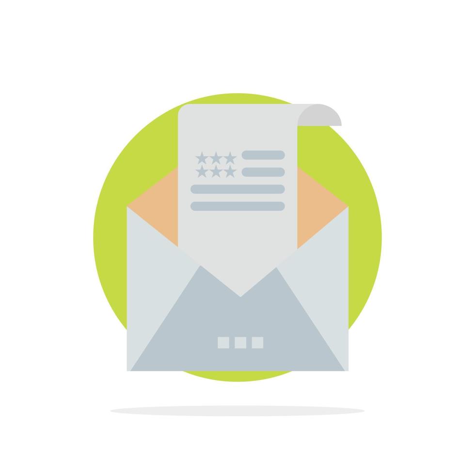 E-Mail-Umschlag-Gruß-Einladungs-E-Mail-Symbol mit flacher Farbe und abstraktem Kreishintergrund vektor