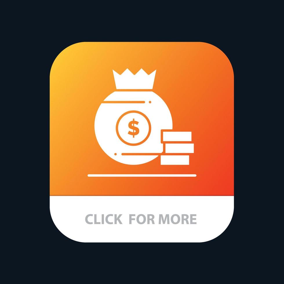 Dollarbeutelgeld amerikanische mobile App-Schaltfläche Android- und iOS-Glyphenversion vektor