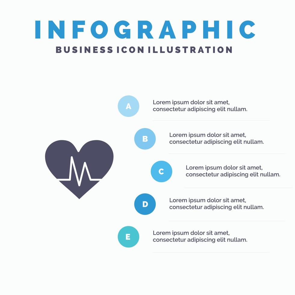 ecg hjärta hjärtslag puls infographics presentation mall 5 steg presentation vektor