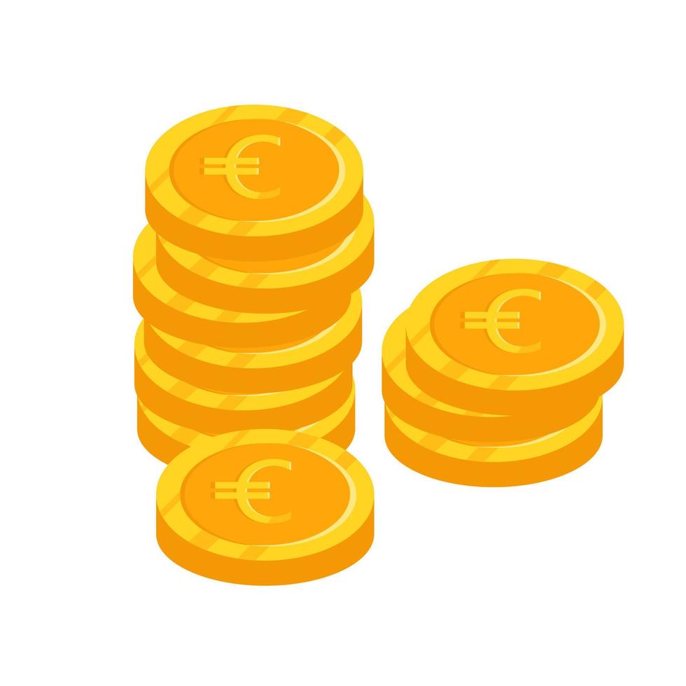 Gold Euro Handvoll Münzen. flache vektorillustration vektor