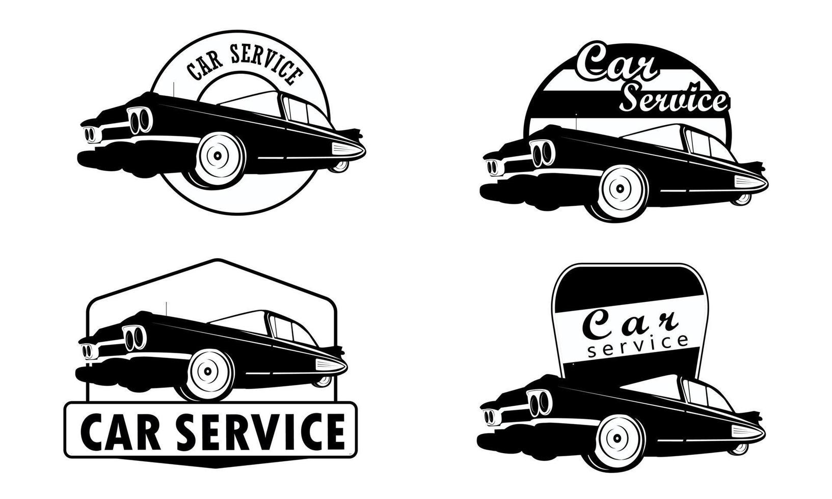 klassisches Retro-Schwarz-Weiß-Auto. Vektor-Logo-Design-Set vektor