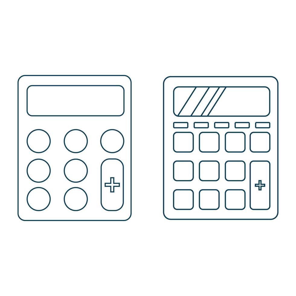 platt linje stil elektronisk kalkylator uppsättning. vektor illustration