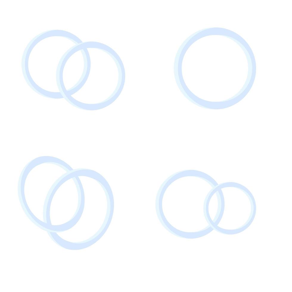 uppsättning av vektor söt bröllop ringar i silver. isolerat ringa på vit bakgrund