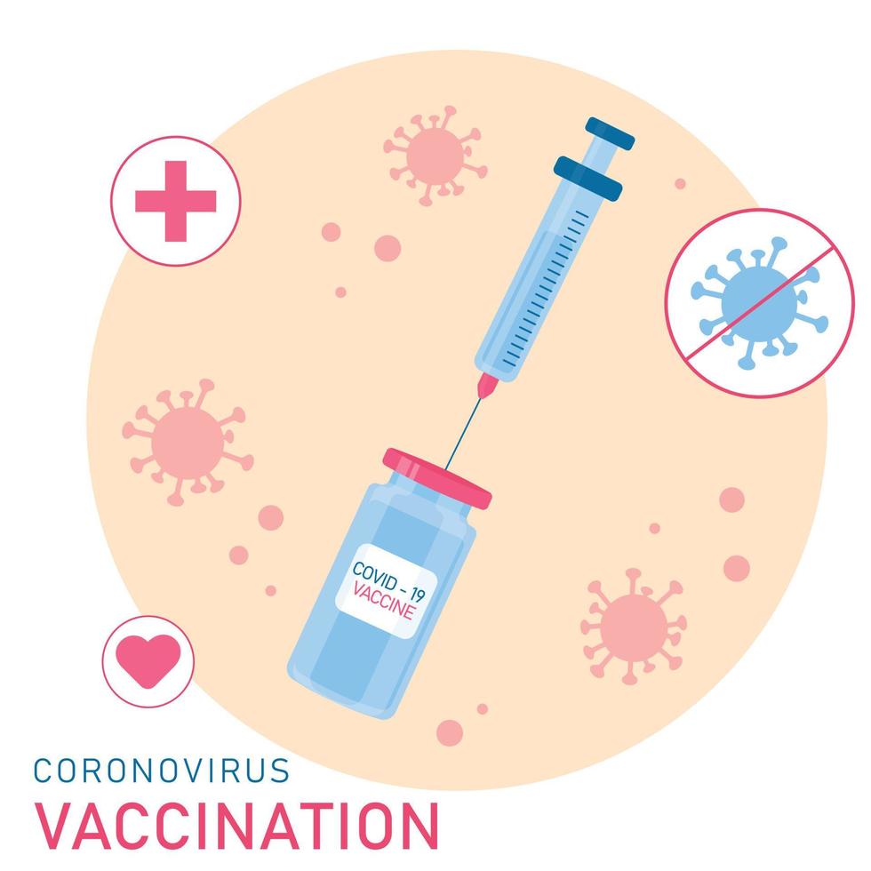 coronavirus vaccination. covid 19. vaccin affisch och spruta. vektor