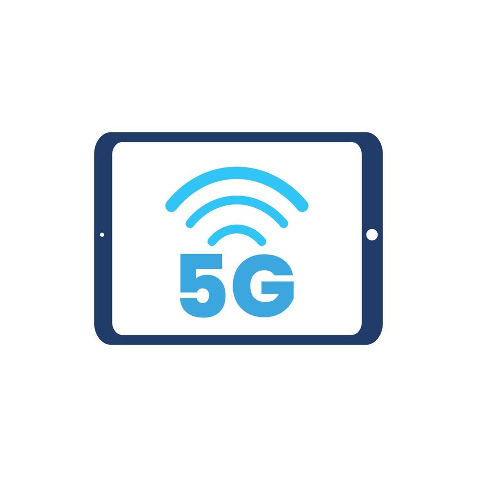 5g Tablette. Highspeed-WLAN, drahtloses Netzwerk. symbol der mobilen internettechnologie. Vektor-Illustration. vektor