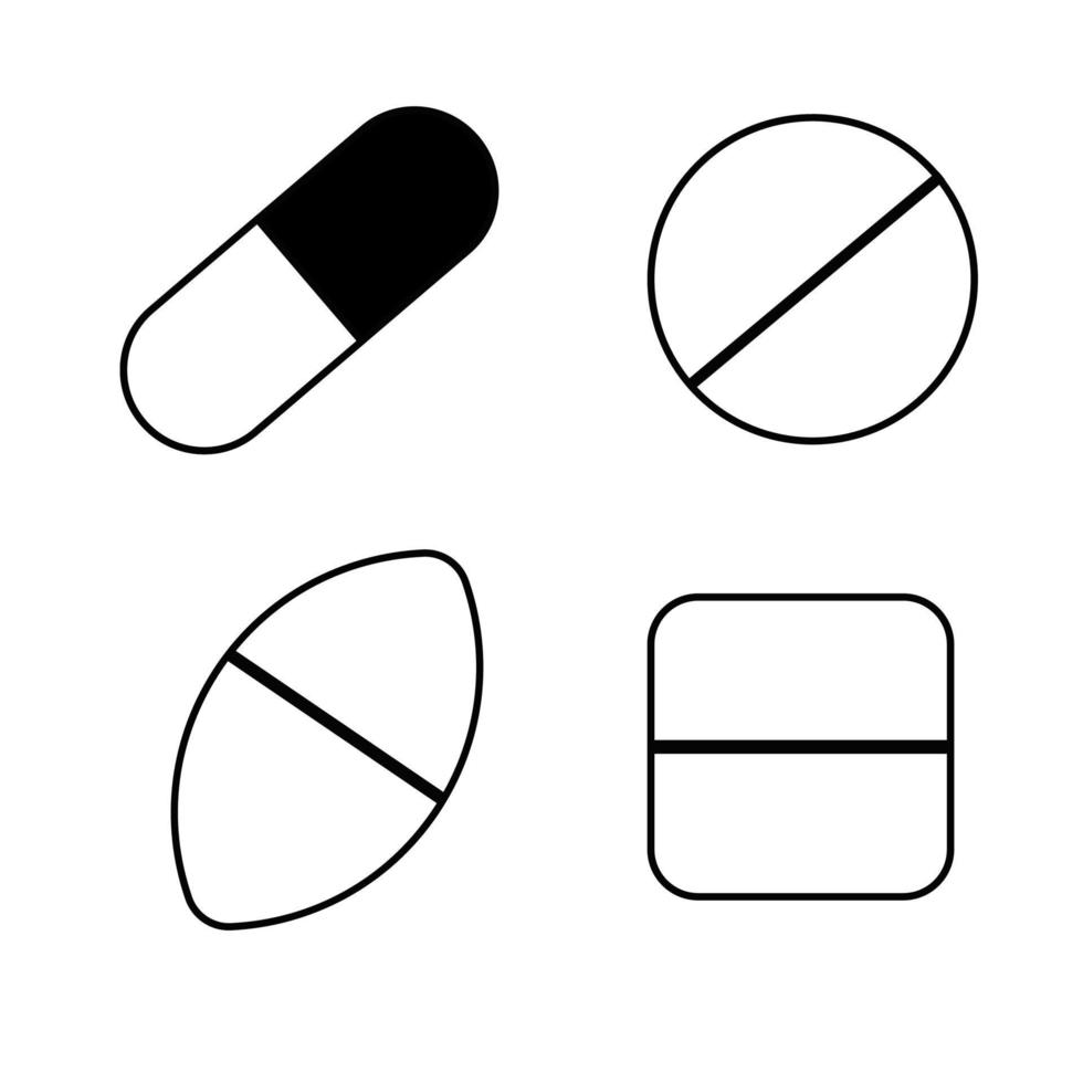 tabletten flach isoliert im linienstil schwarz und weiß. Vektor-Illustration vektor