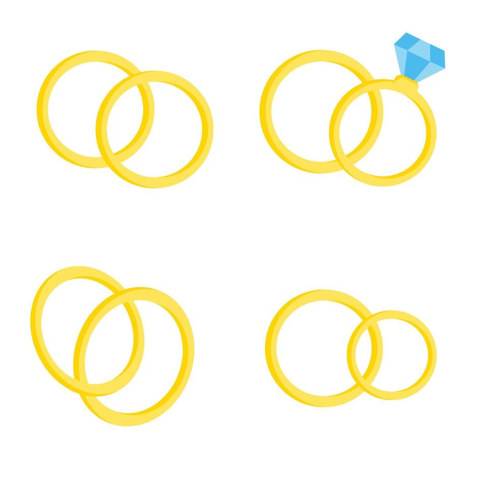 uppsättning av annorlunda vektor söt bröllop ringar. färgrik isolerat ringa på vit bakgrund